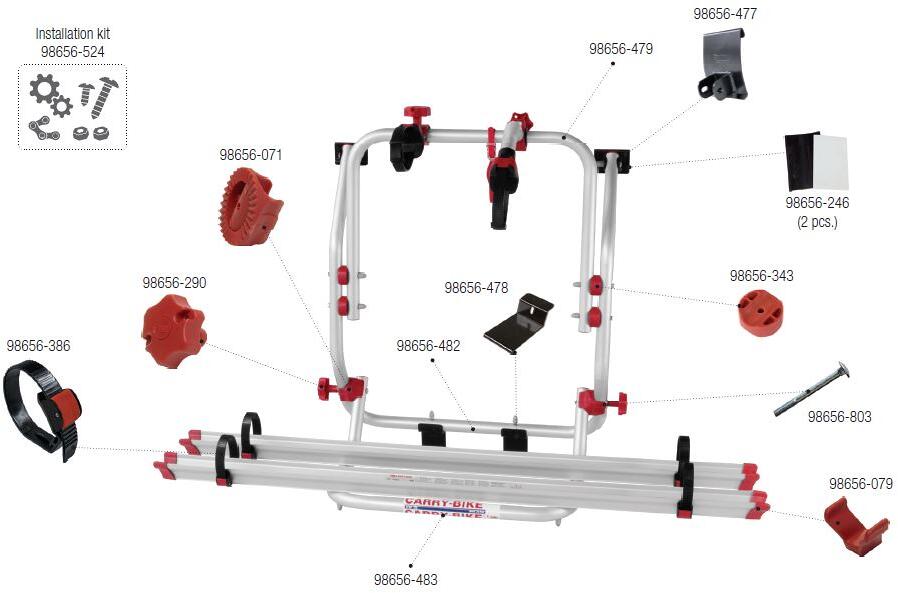 Montagesatz Fiamma Ersatzteil Nr 98656 524 für Carry Bike VW T2