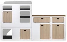 Flatpack-Möbelzeile für VW T5/T6/T6.1 kurzer Radstand, weiß/eiche