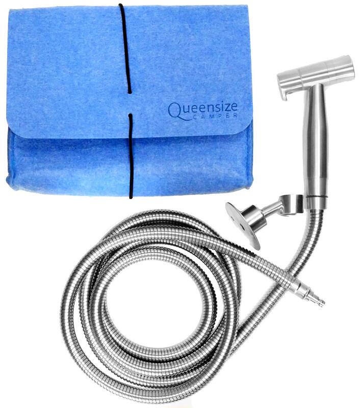 Queensize Camper Duschset, Brause mit Schlauch und Duschhalter, Edelstahl