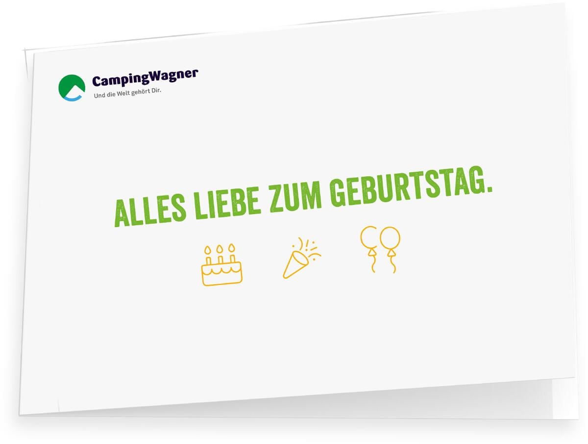 Camping Wagner Geschenkgutschein - Geburtstag - 10 € per E-Mail zum Selbstdrucken