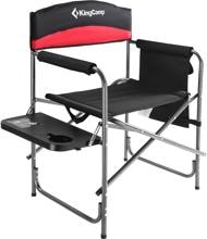 KingCamp Deluxe-Regiestuhl, Seitentisch & Organizer, schwarz/rot