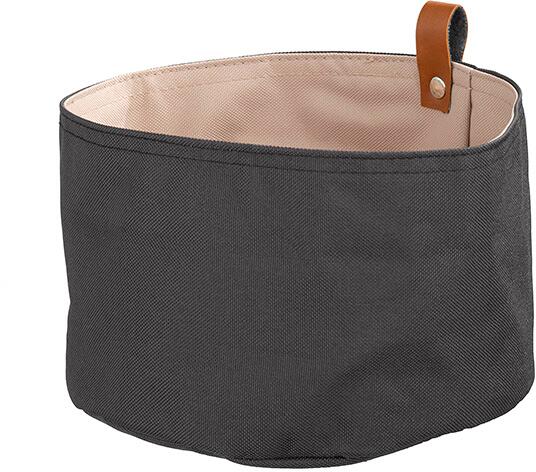 APS Brotkorb/-tasche aus Kunstfaser, krempelbar, Ø20cm, beige/dunkelgrau