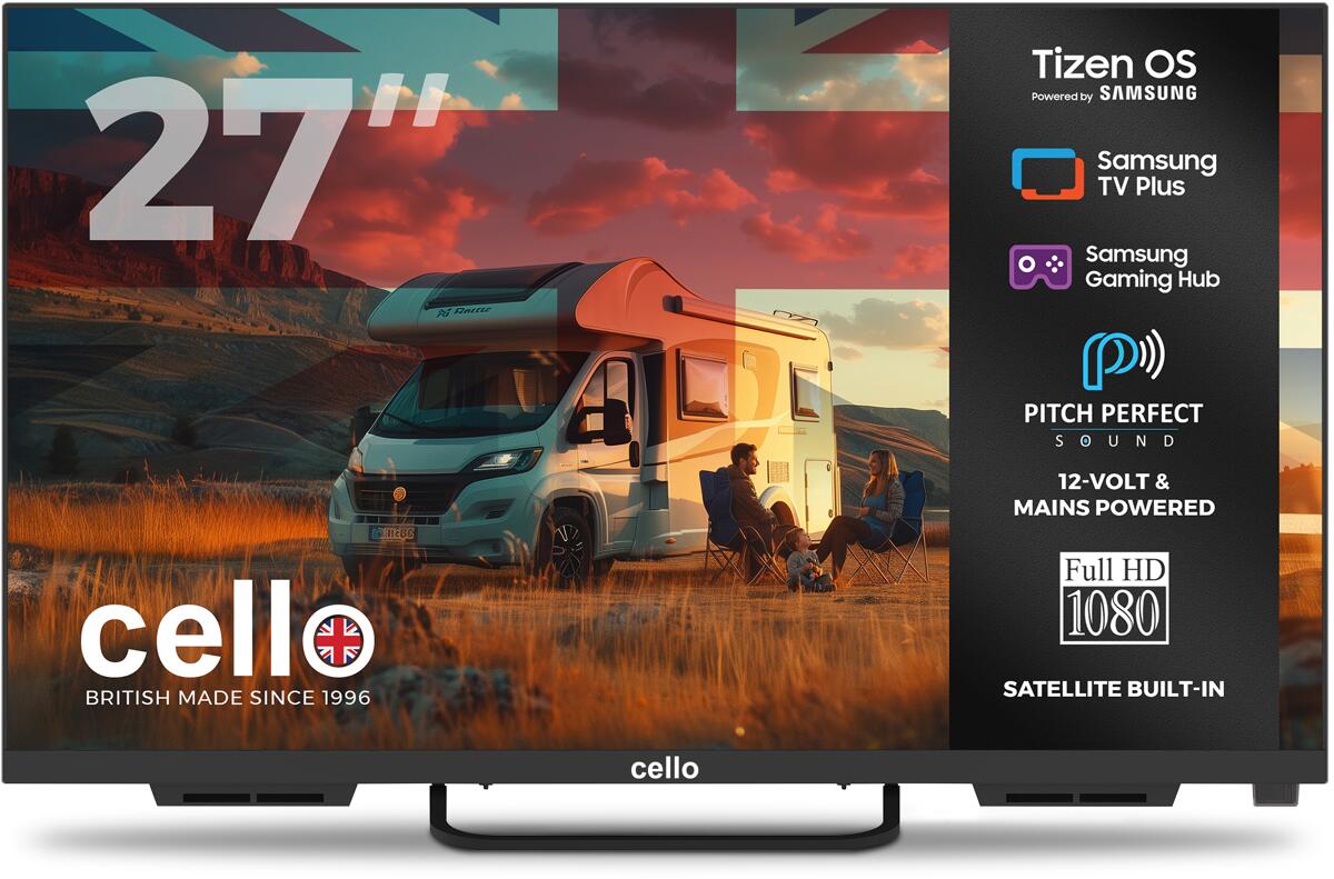 Cello 27′′ Smart Tizen OS Camping LED TV Triple Tuner mit Wifi, Bluetooth, USB, Multispannung 12/24/230V