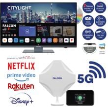Falcon WebOS SMART Camping TV und mobile Wifi LTE 1800Mbit Antenne & Router