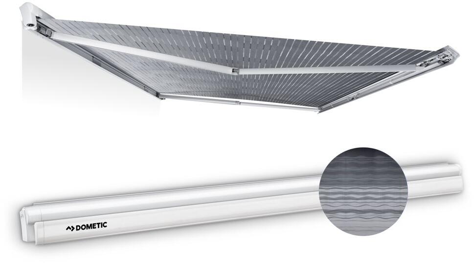 Dometic PerfectWall PW 1500 Wandmarkise, weiß, 300x250cm, Grey Waves