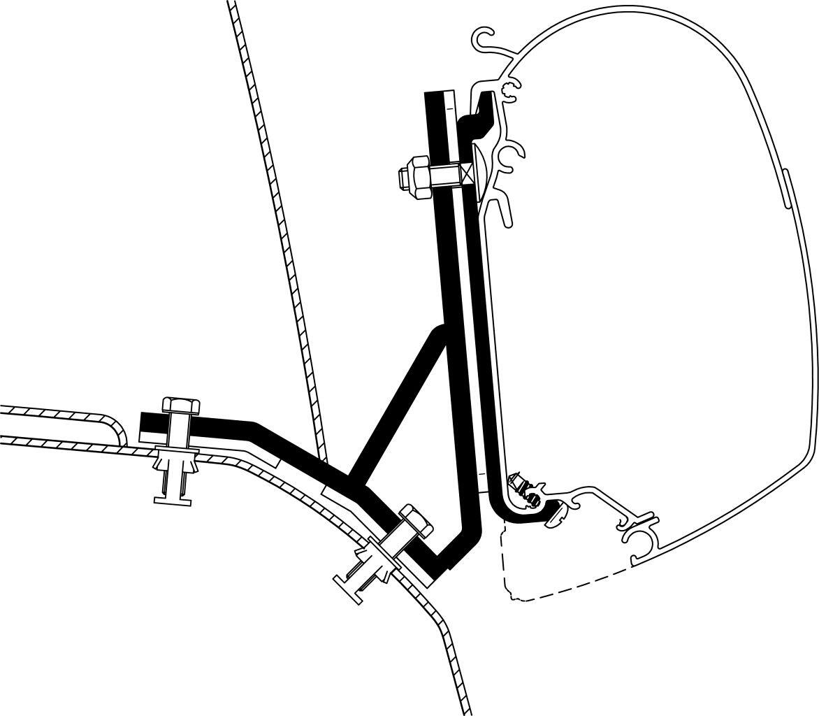 Thule Omnistor 5200/4200 Adapter für Fiat Ducato (H2) / Iveco Daily ab Bj. 06/2006 mit Lift Roof