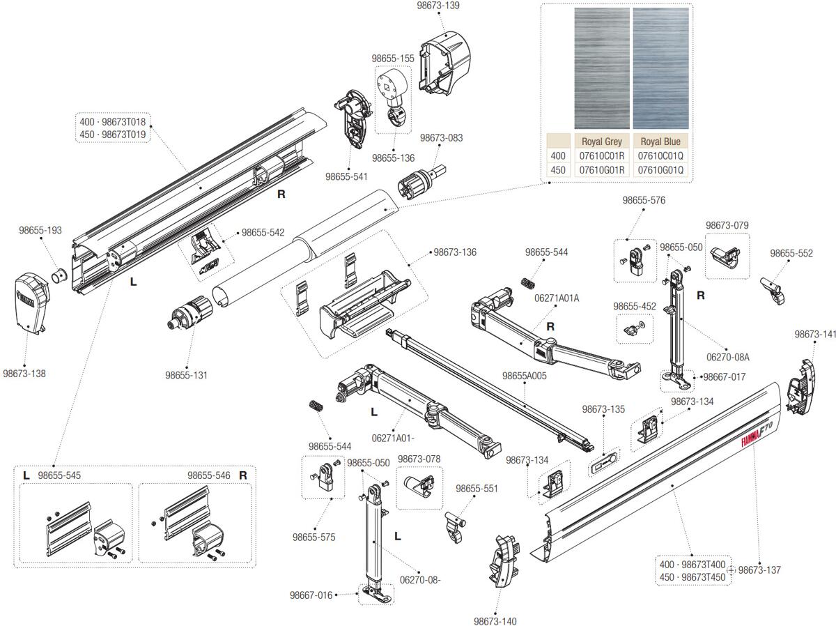 Endkappe rechts- Fiamma Ersatzteil Nr. 98673-139 - passend zu Fiamma F70