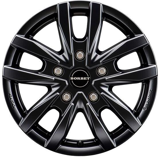 Borbet Alufelge, 6x16", 5-Loch, ET 68mm, 5/118, für Fiat / Peugeot / Citroen / Opel ab Bj 2022, black matt