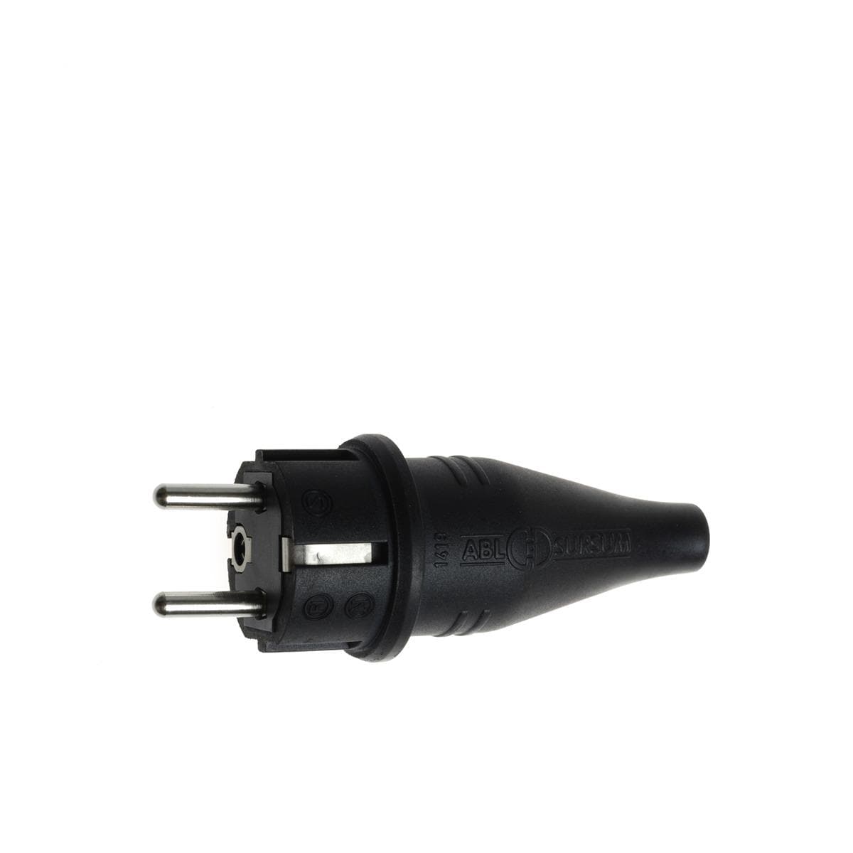 Gimeg Schuko-Stecker, mit Erdungsstift und Rand, 230V, schwarz bei
