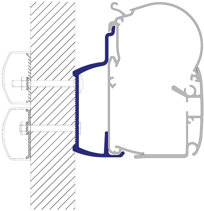 Dometic Perfect Wall (1100/1500) Adapter für Chausson/Arca, 300cm