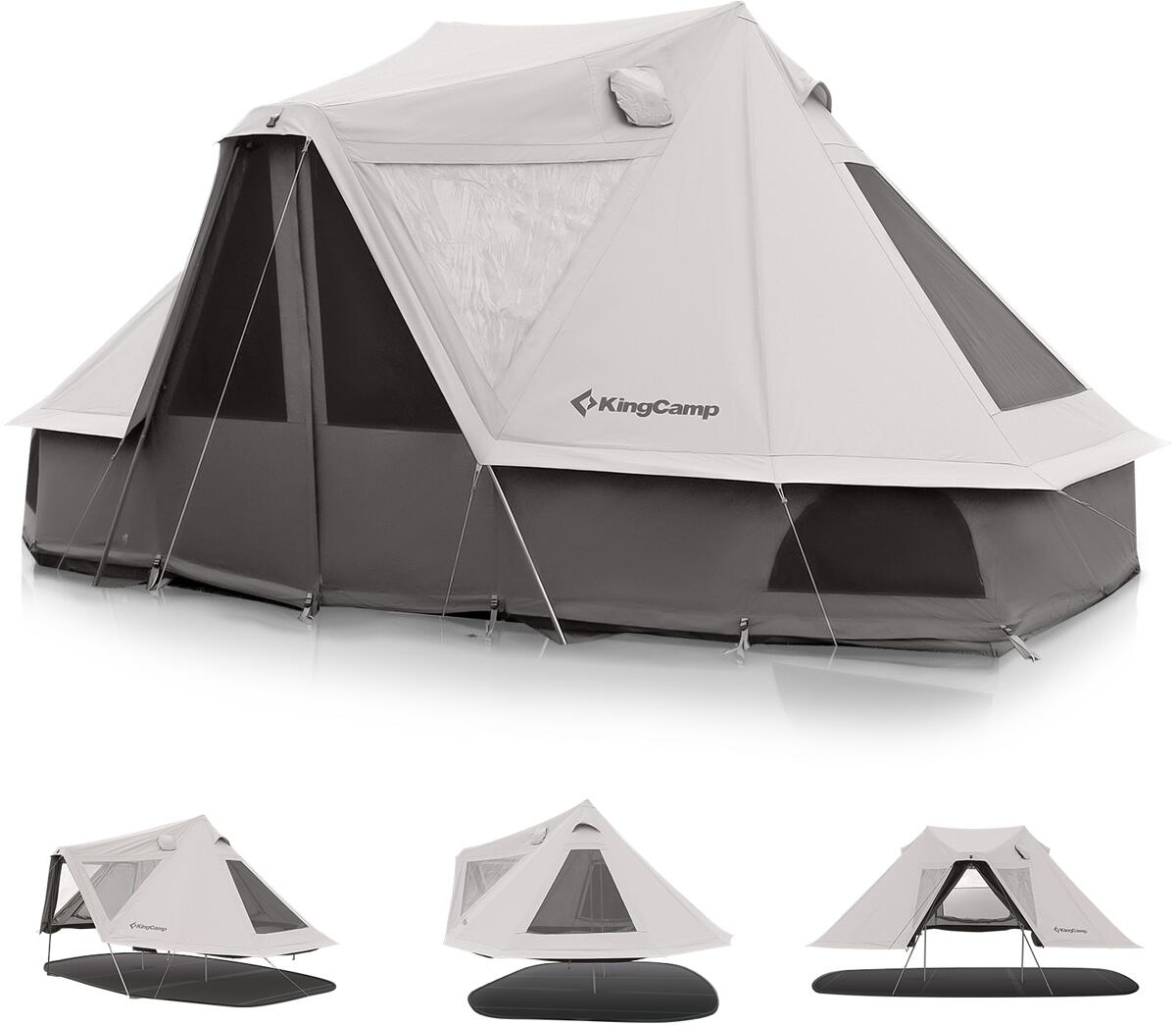 KingCamp Khan Villa Familienzelt, 4-6 Personen, 460x300cm, grau bei Camping  Wagner Campingzubehr