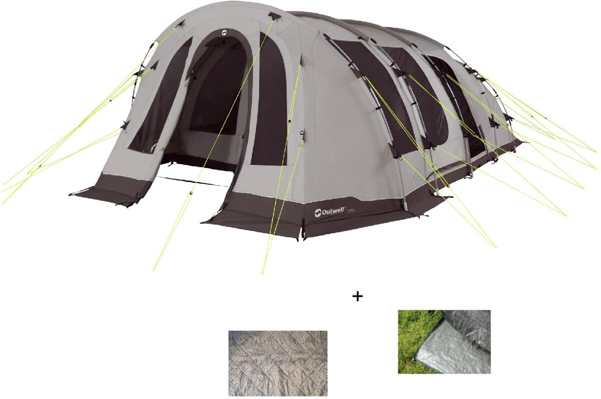 Outwell Edmonds 6 TC Tunnelzelt, 6-Personen, 380x670cm, grau inkl. Teppich  + Bodenplane - Camping Wagner Edition bei Camping Wagner Campingzubehr
