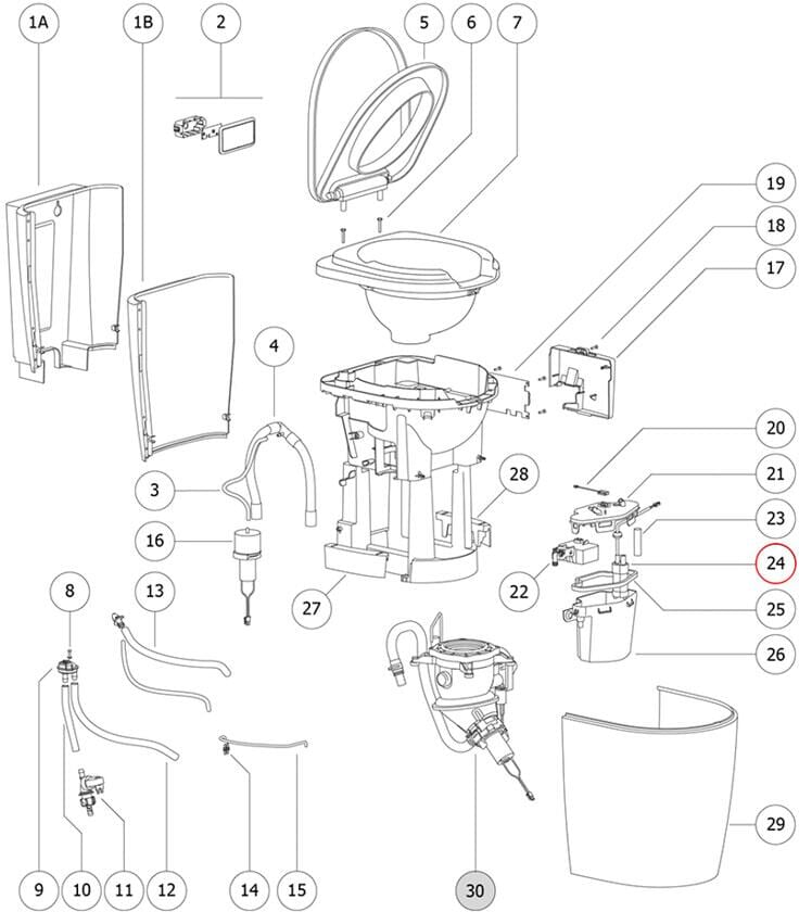 Spülpumpe - Thetford Ersatzteil Nr. 210933 - für iNDUS Toilette