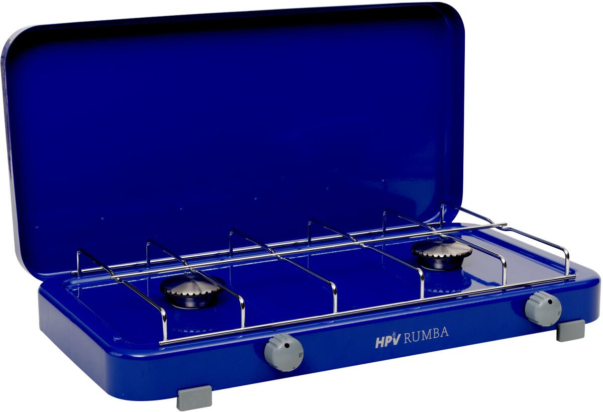 HPV Rumba Gaskocher 2-flammig, 50mbar, mit Zündsicherung, blau