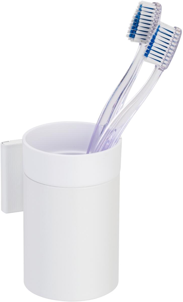 Wenko Turbo-Loc Zahnputzbecher Uno Mod. Ovaro White matt, Wandhalter aus Edelstahl