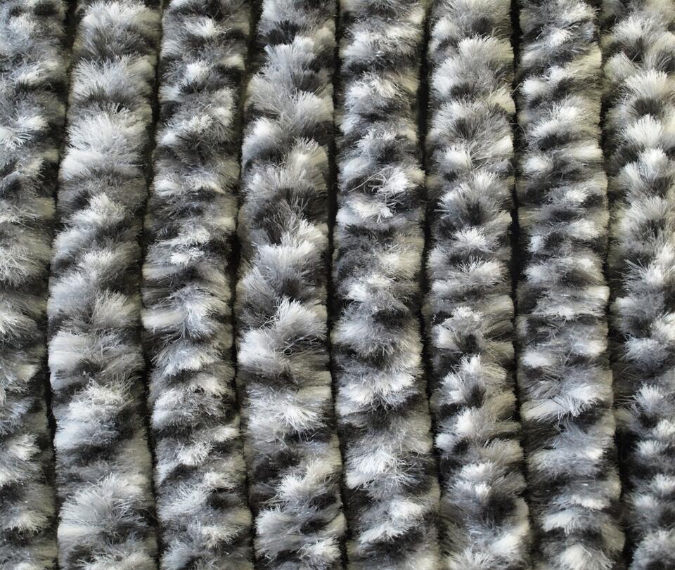 Arisol Chenille Flauschvorhang, 56x185cm, grau-weiß-schwarz, ideal für Caravans