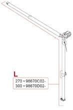 Spannstange + Stützfuß links für 3m Markisenlänge - Fiamma Ersatzteil Nr. 98670D02- - passend zu Fiamma F35 Pro 2013