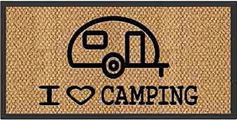 Travellife Fußmatte Motiv "I love caravan", 25x50cm, Kokosfaser, braun