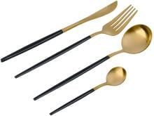 Camping Wagner Besteck-Set, 16-teilig, Edelstahl, Gold/Schwarz