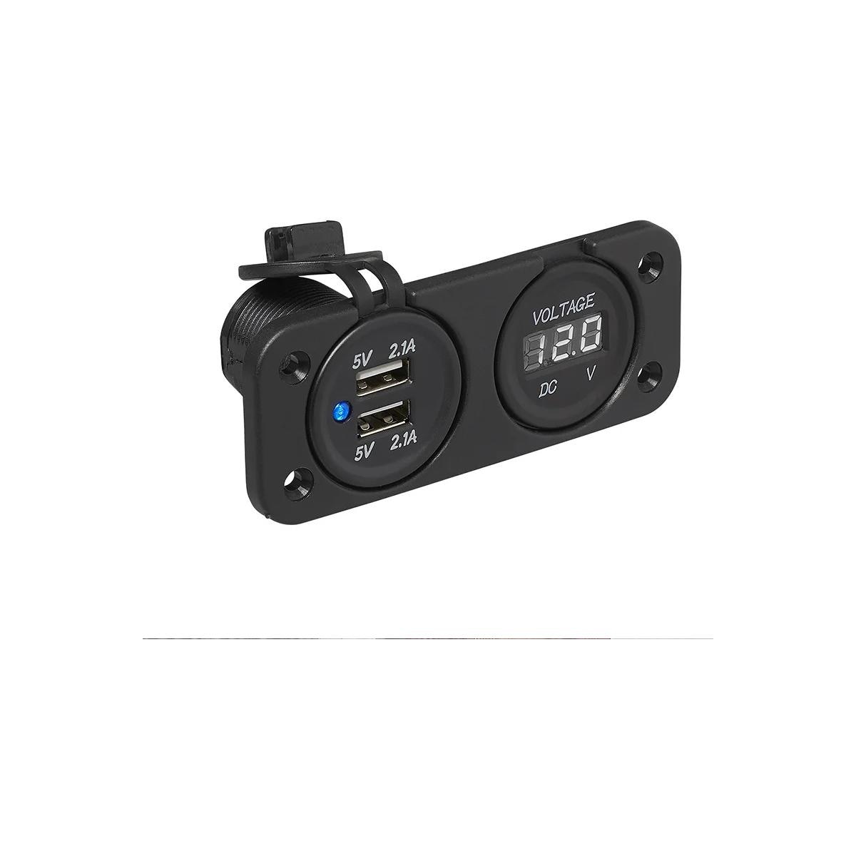 Pro Plus Einbau Kit: Voltmeter 6-30V + USB-A Doppel-steckdose