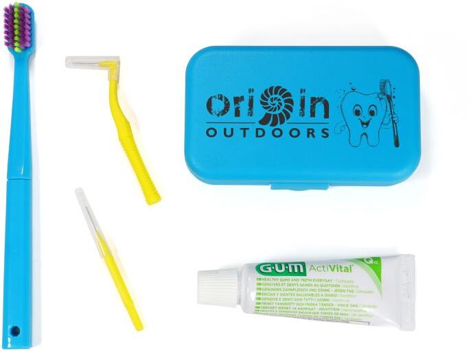 Origin Outdoors Travel Zahnputzset, zusammensteckbare Zahnbürste, blau