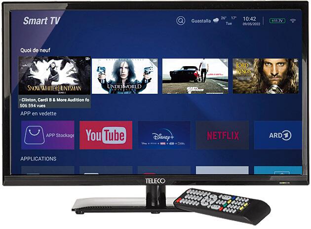Teleco TEK24W11E Smart TV, Android 9.0, 24 Zoll, ohne 12V Kabel, schwarz
