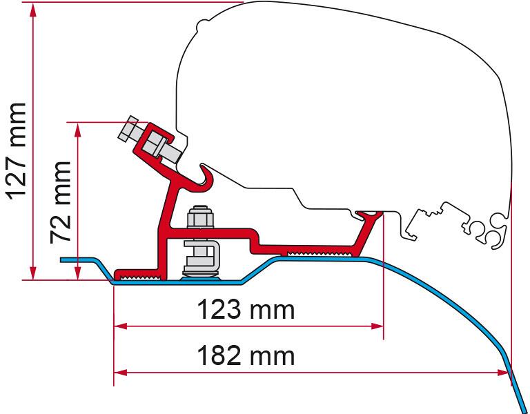 Fiamma F65/F80 Adapter für Fiat Ducato (H2 - Super Long) ab Bj. 2006