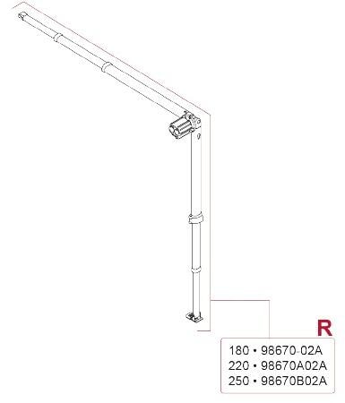 Spannstange + Stützfuß rechts für 1,8m Markisenlänge - Fiamma Ersatzteil Nr. 98670-02A - passend zu Fiamma F35 Pro 2013