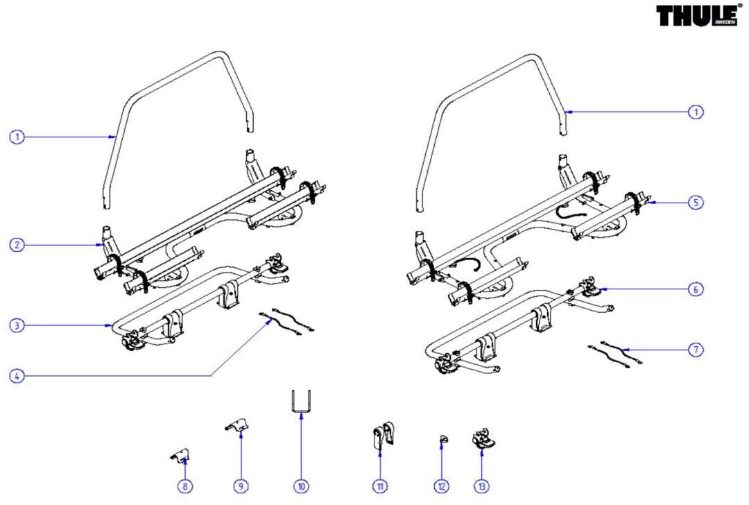 Schienenbügel - Thule Ersatzteil-Nr. 1500603826 - für Caravan Superb SV 2016 Fahrradträger