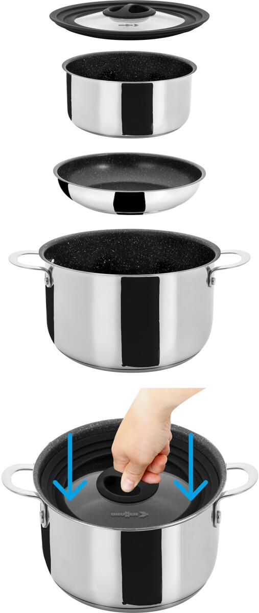 Brunner Academy Vacum Kochtopfset, Edelstahl, 6-teilig