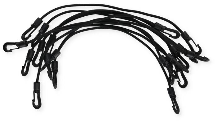 Hindermann Gummispanner mit 2 Kunststoff-Haken, 28cm, 10er-Pack