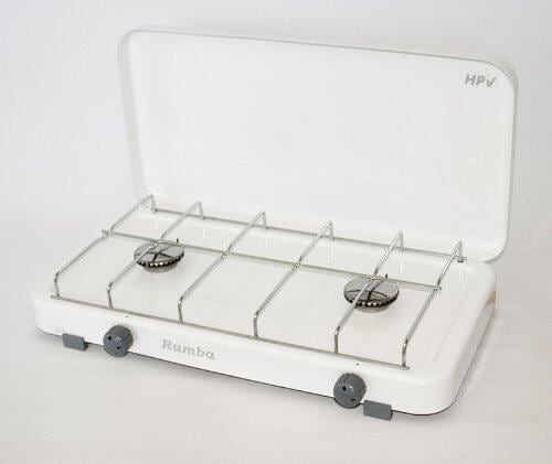HPV Rumba Gaskocher 2-flammig, 50mbar, mit Zündsicherung, weiß