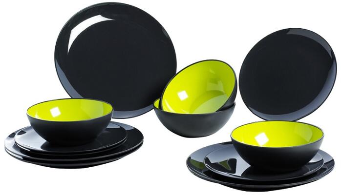 Gimex Melamin Geschirrset Grey Line Lemon