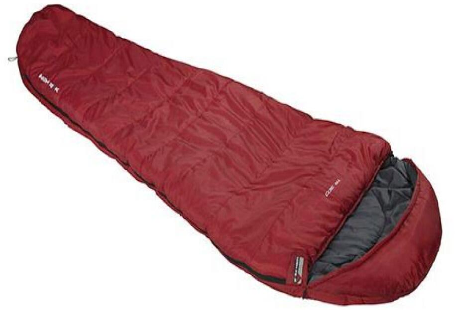 High Peak TR 350 Mumienschlafsack, Zipper links, 230x85cm, dunkelrot-grau