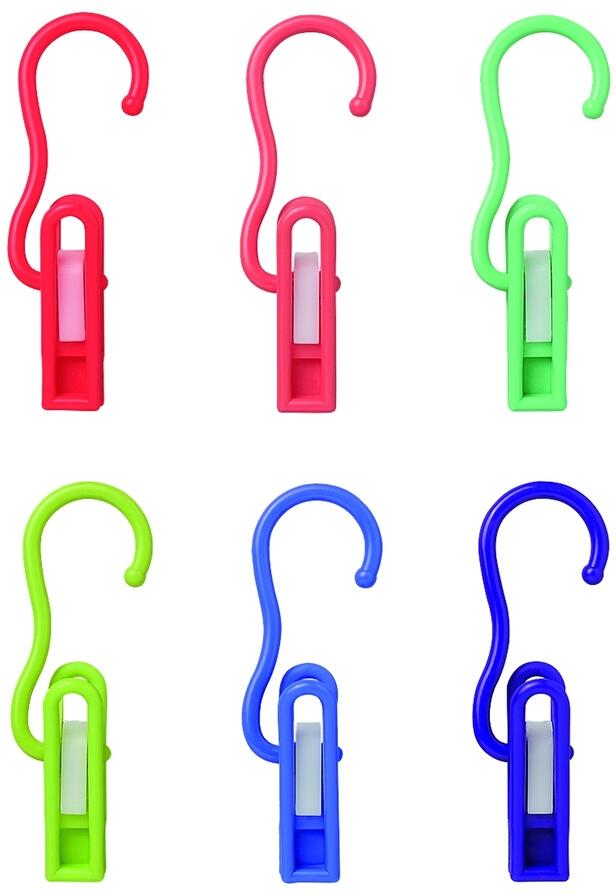 Pro Plus Haken-Wäscheklammern, 6er-Pack, farblich sortiert