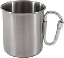 BasicNature Edelstahlbecher mit Karabiner, 0,3L, silber