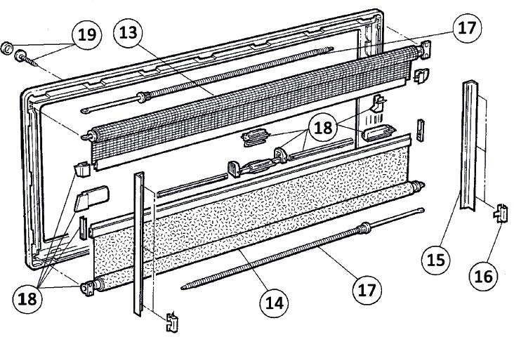 Dometic Verdunklungsrollo für S4 Ausstellfenster, 550x600mm, grau