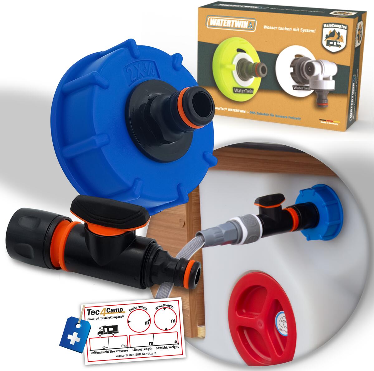 MaJoCompTec® WATERTWIN Adapter für Tankdeckel IG60 Grobgewinde, mit ...