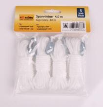 Reimo Zeltleine mit Dreilochspanner, 4m, weiß, 4er-Pack