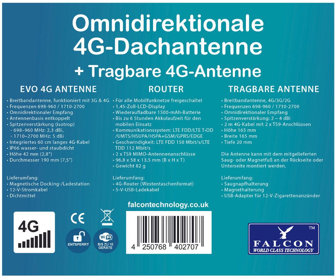 Falcon Evo 4G Datenträger | Falcon EVO 4G LTE Dachantenne – GMDJ