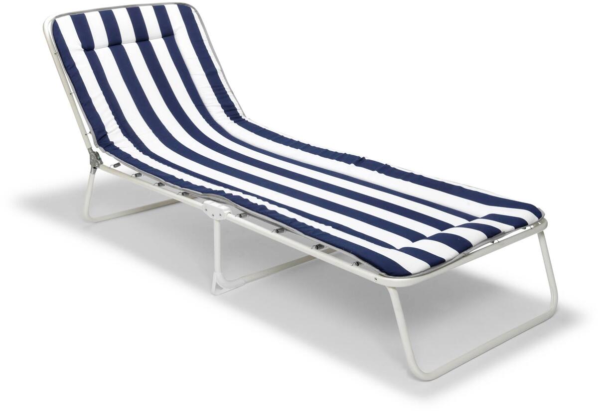 BEST Chiemsee Sonnenliege, 60x180x23cm, weiß/blau