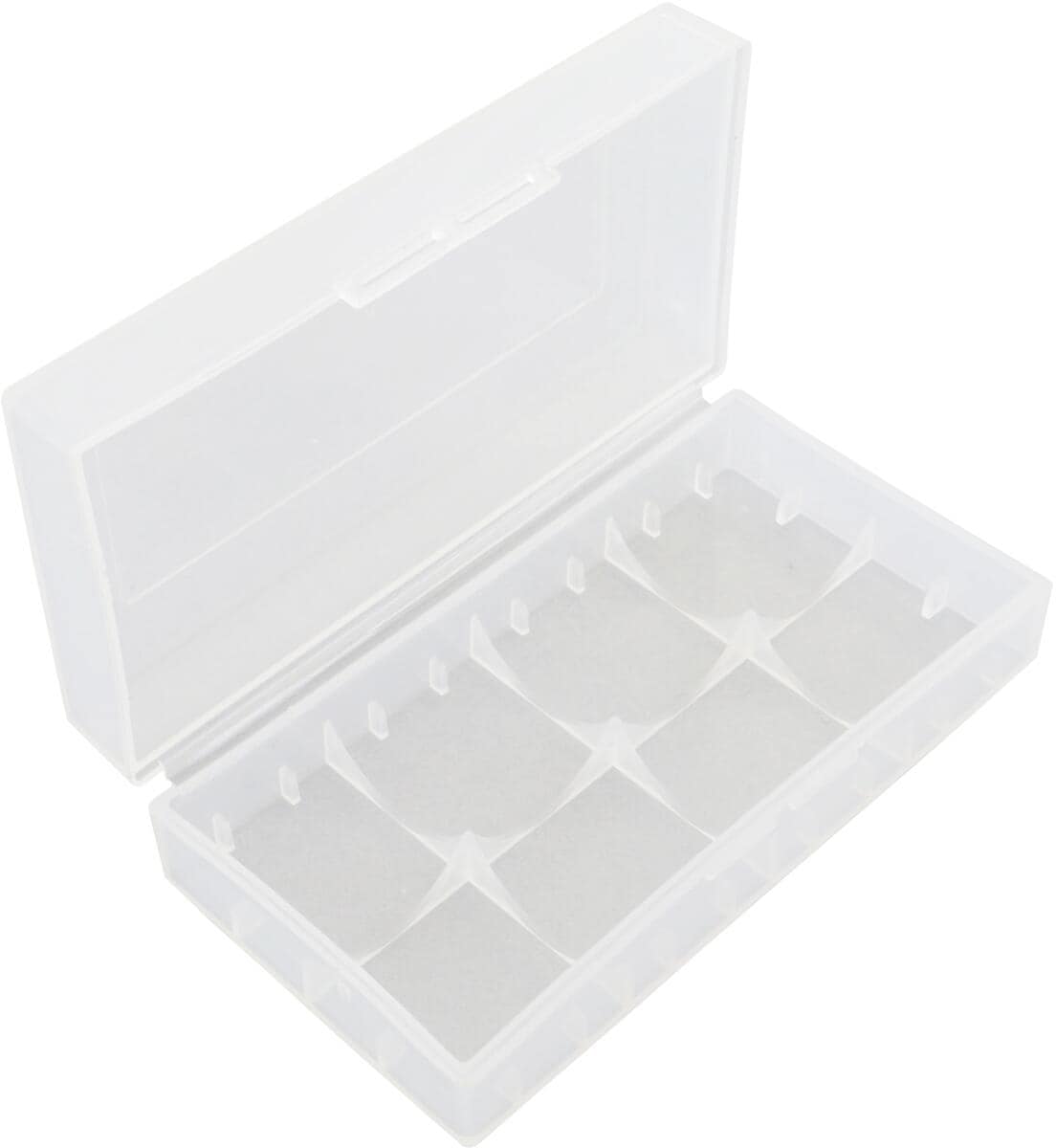 BasicNature Akku-Box, für 2 x 18650 Akkus, 7,8x4,2x2,1cm, transparent
