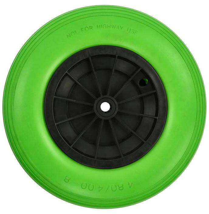 PU-Reifen mit Kunststoff-Felge, 16", 4.00-8, grün