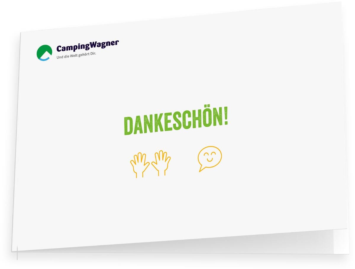 Camping Wagner Geschenkgutschein - Danke - 70 € per E-Mail zum Selbstdrucken