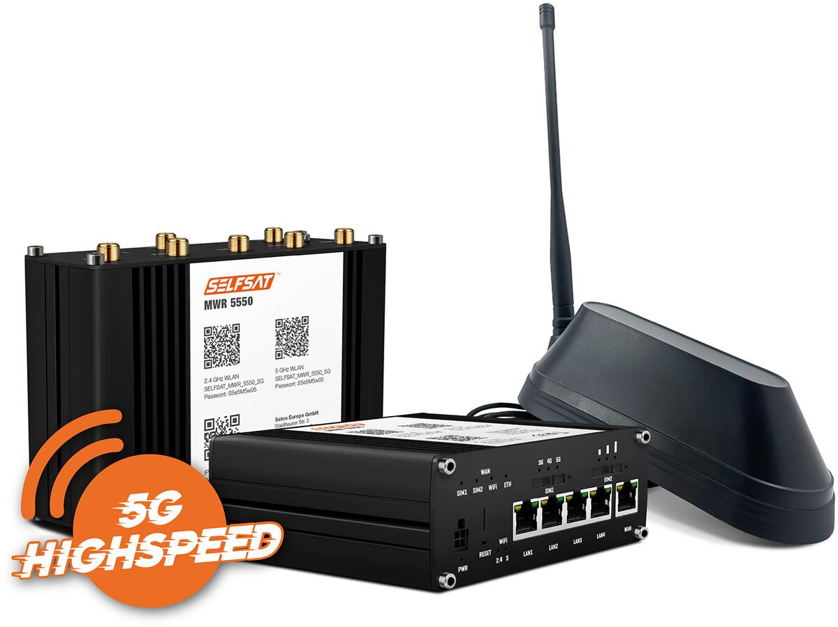 SELFSAT MWR 5550 eSIM 5G/4G und WLAN Internet Router inkl. SHARK 5G ...