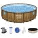 Bestway Power Steel Swim Vista Pool Komplett-Set, inkl. Filterpumpe, rund, Holzoptik, Ø549x122cm