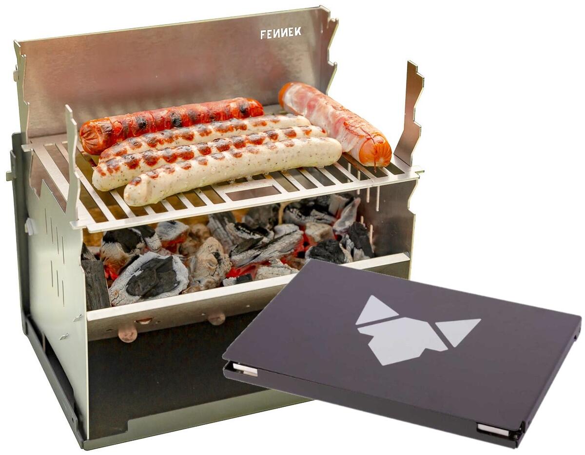 FENNEK mobiler Holzkohlegrill, Edelstahl