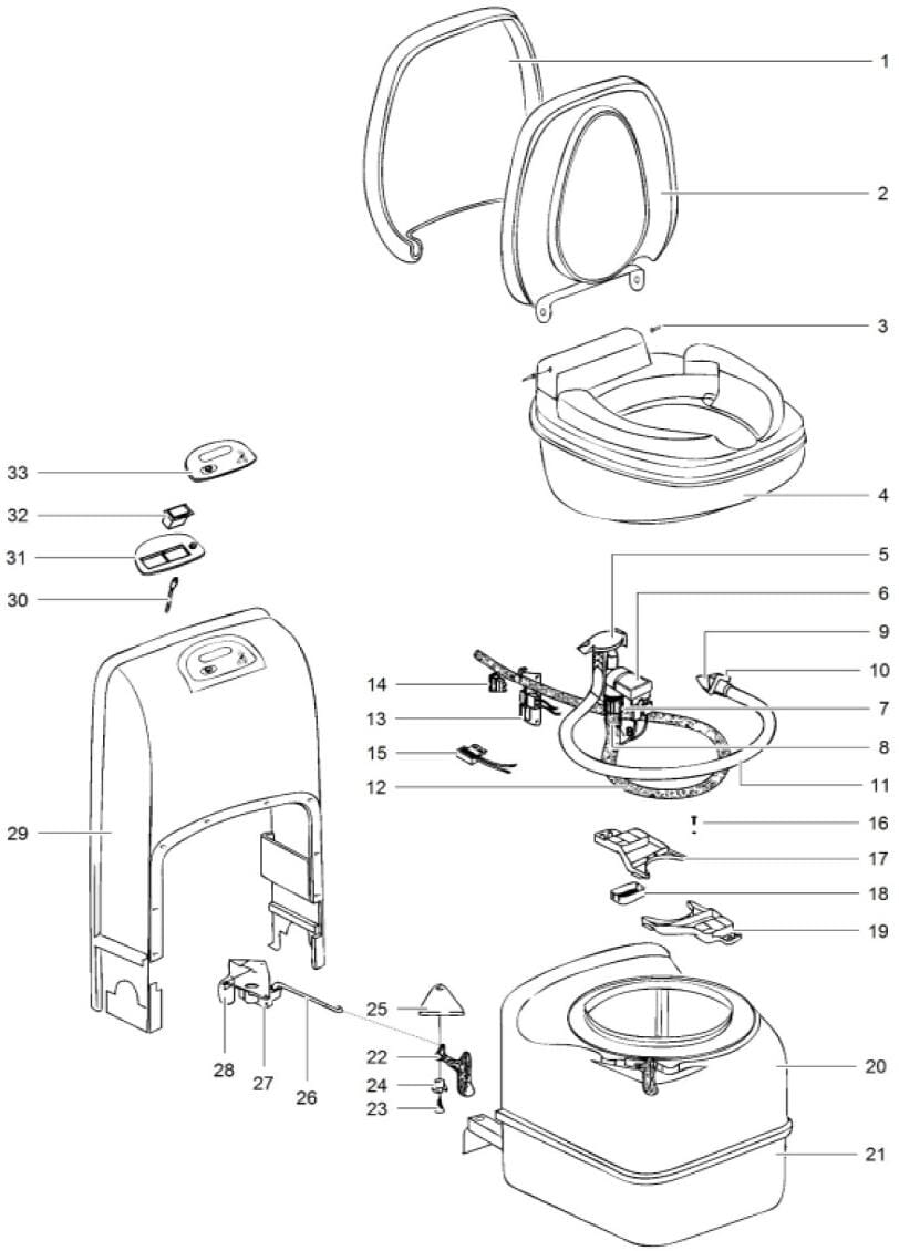 Toilettensitz, komplett - Thetford Ersatzteil-Nr. 23343-62 - für C200 CW/CWE