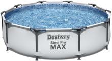 Bestway Steel Pro Max Frame Pool, rund, inkl. Filterpumpe, lichtgrau