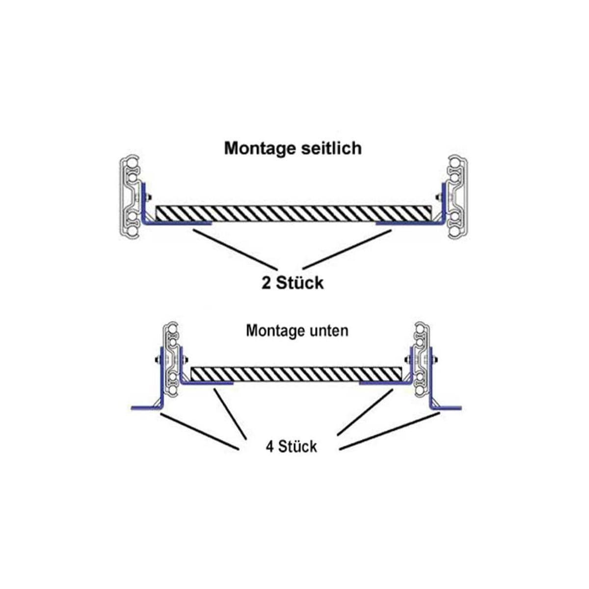 Befestigungswinkel für Vollauszug, 711mm, 2er-Set